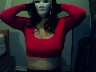 Killer Jane Pt1! Mysterious white mask girl playing with her tits, but who is she?